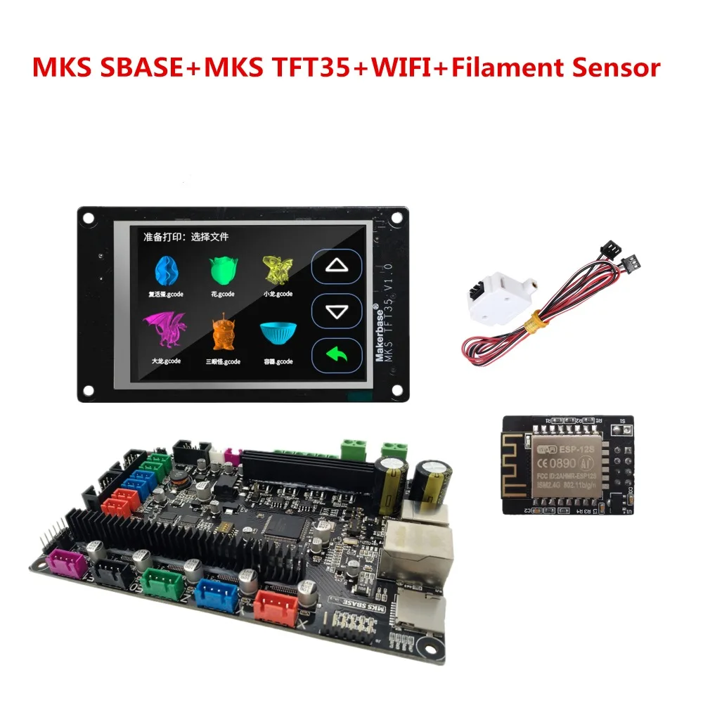 PROD 32918430456 MKS SBASE + MKS touch screen TFT35 + MKS TFT WI-FI +
filament detecting sensor TFT 35 display Smoothieware 3d printer
supplies