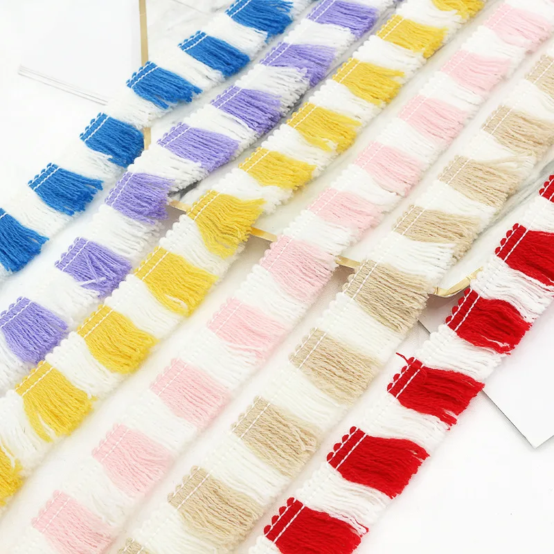 

5y 2.5cm single-side tassel double-color small row beard ethnic style lace DIY clothing curtain decorative handmade accessories