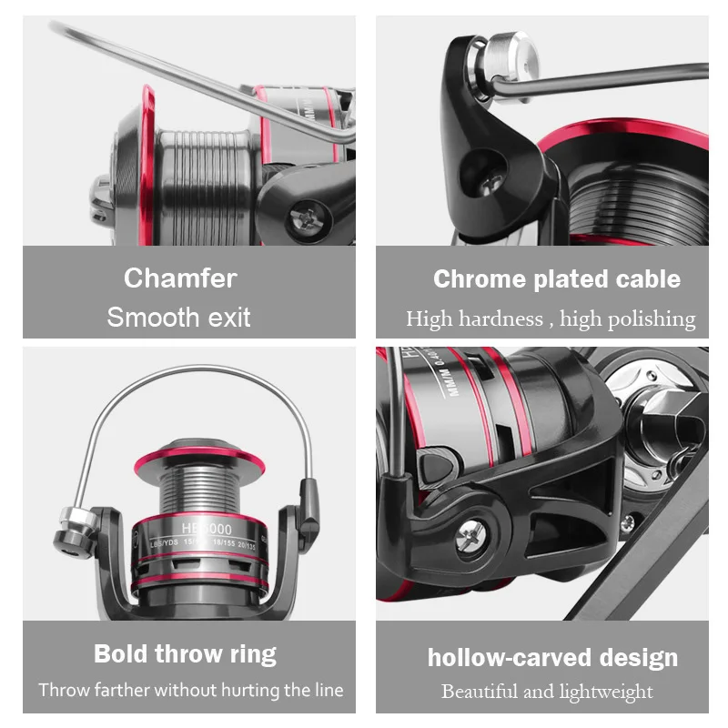 Fishing Reel 8KG Pike Black Red Spinning reel Handle Line Spool Saltwater Fishing Accessories Fishing Reel 8KG Pike Black Red Spinning reel Handle Line Spool Saltwater Fishing Accessories