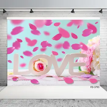 

Flower Petal Valentine’s Day Party Photography Backgrounds Decor Baby Shower Love Wedding Backdrops Photocall Photo Studio Props