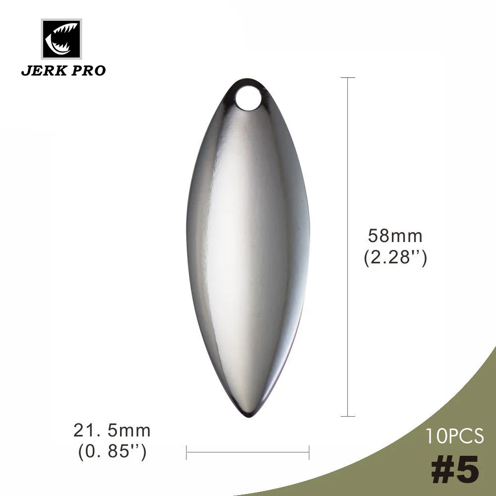 Jerk Pro 10pcs Size 5 Smooth Steel Willow Leaf Spinner Blades