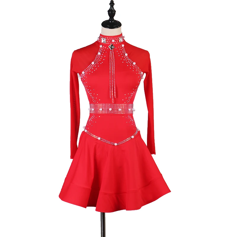 

Женское платье для латиноамериканских танцев, праздничное платье для латиноамериканских танцев, сиреневое, красное, черное, ярко-синее, по индивидуальному заказу, lq173