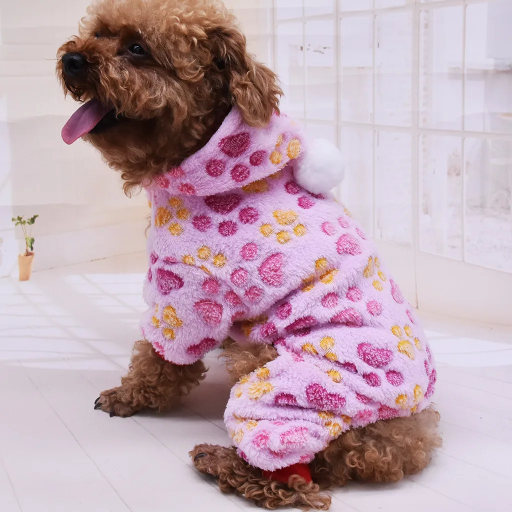 Милый комбинезон для собак теплое зимнее пальто для щенка Кошки Одежда для питомца одежда для маленьких средних собак кошки Чихуахуа Йоркширский - Цвет: Розовый