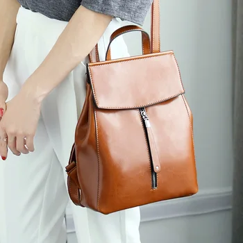 

2020 New Oil Wax Leather Shoulder Bag Leather Female Bag New Large Capacity Fashion Cowhide Shoulder Bag