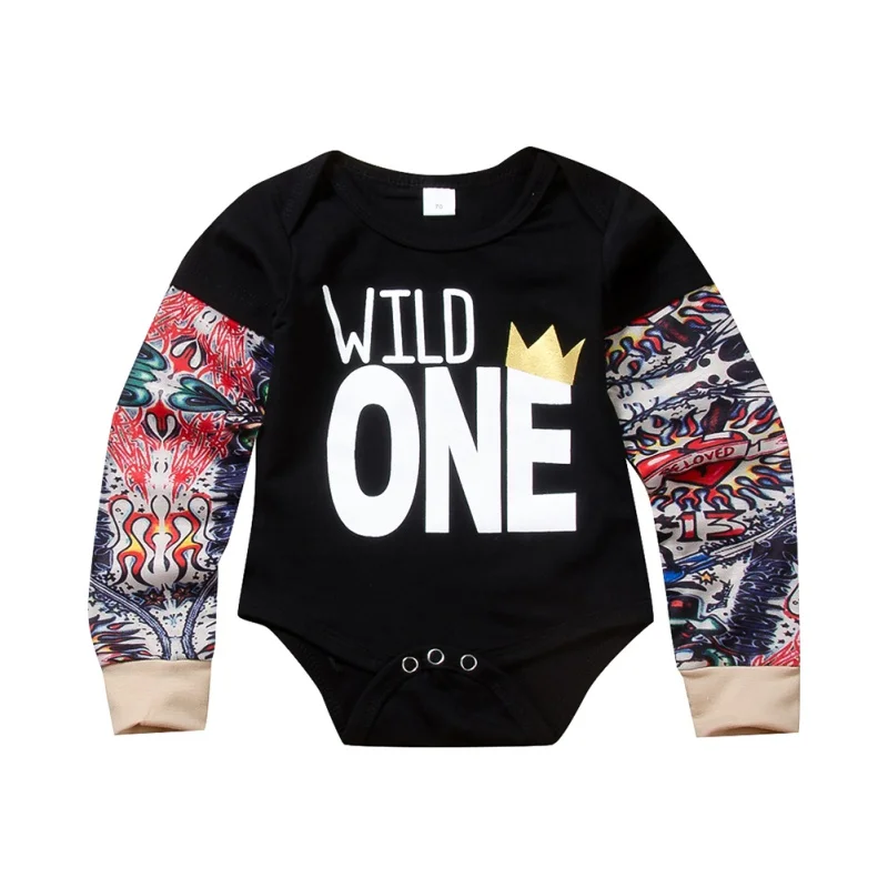 

Fashion Baby Boy Print Pattern Bodysuit Cotton Round Neck Long Sleeve Jumpsuit 0-24 Months