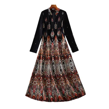 

Shenzhen 2020 Pack Big Pendulum Dress Long Sleeve Middle Age Women's Wear Big Code Skirt