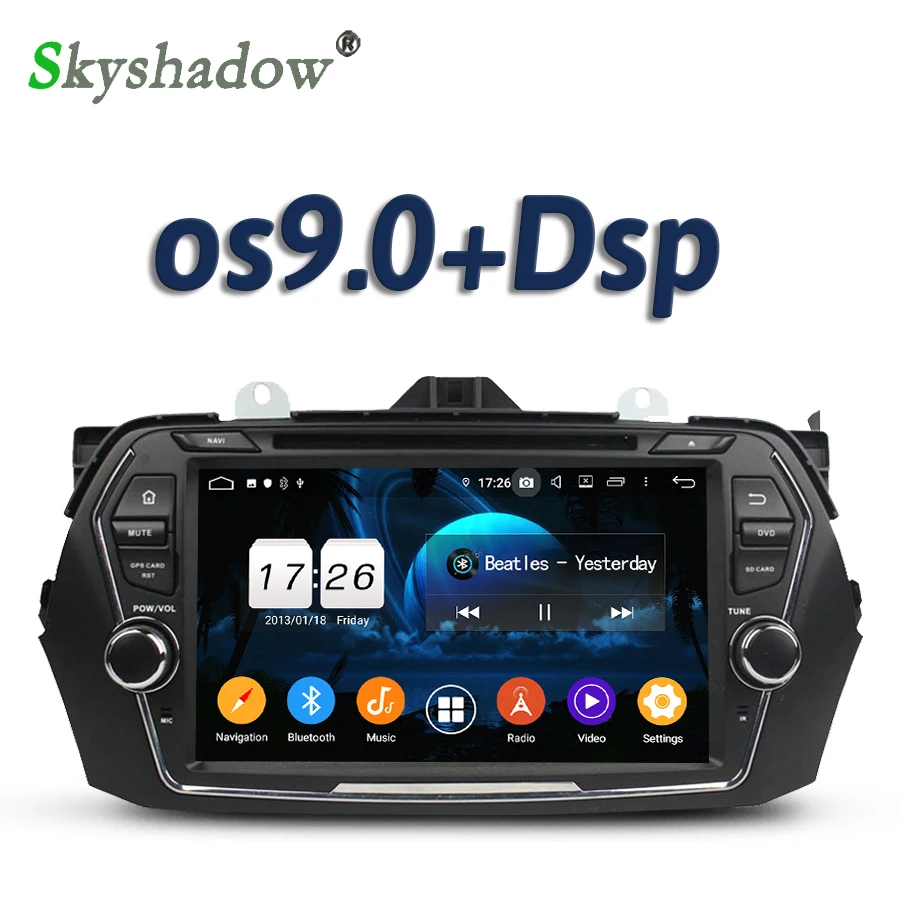 Top DSP Android 9.0 2GB + 16GB 4 core Car DVD Player GPS Map car RDS Radio wifi BT 4.2 DVR rear Camera TV For SUZUKI CIAZ 2015-2017 0