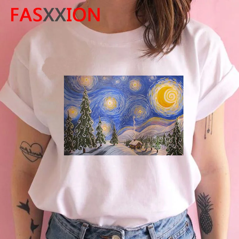 Van gogh женская футболка с масляным искусством забавная Новая Винтажная Футболка ulzzang женская футболка Повседневная летняя графическая футболка с круглым вырезом - Цвет: 1093