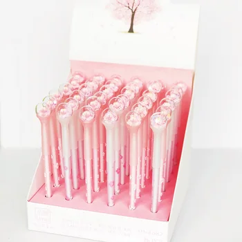 

1PC Romantic Pink Princess Sakura Crystal Ball Gel Pen Rollerball Pen School Office Supply Stationery 0.5mm Black Ink
