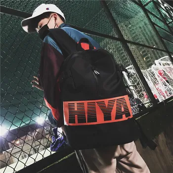 

Ins super fire backpack female high school campus schoolbag tide brand letter print street backpack men