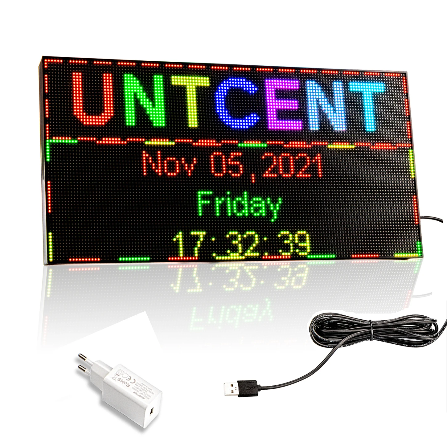 HD LED Sign Board P3 WiFi 38.7*19.6CM RGB Programmable Multiple Styles Message LED Display Board with SMD for Store with AC Plug