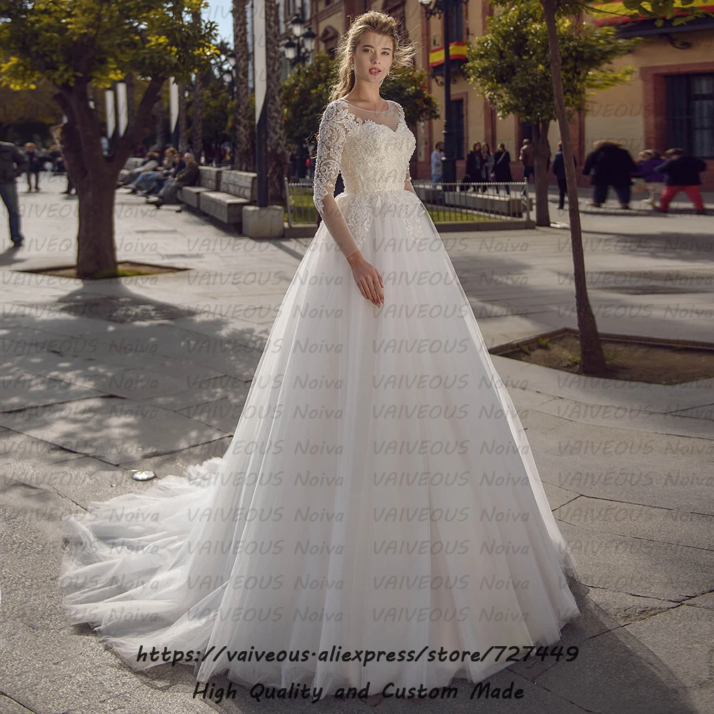 Великолепное Кружевное платье невесты из бисера Vestido de Noiva, винтажное свадебное платье с длинными рукавами, Новое поступление, свадебные платья, Robe Mariage