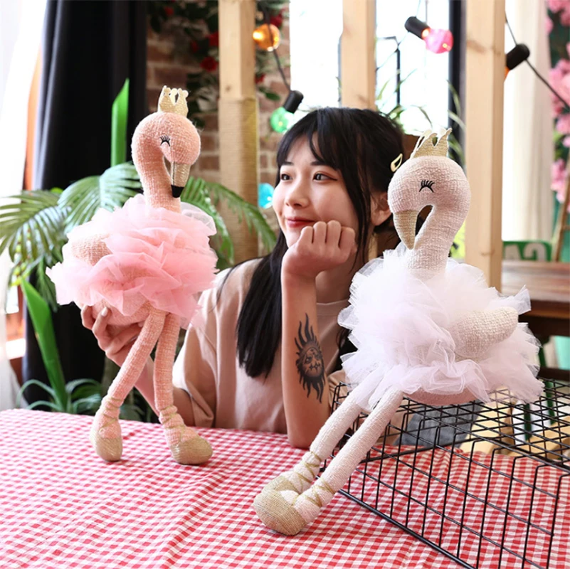Лебедь плюшевые игрушки, забавные Фламинго Кукла Плюшевая Игрушка-животное кукла балет Лебединое с короной для маленьких детей игрушка; подарок для девочки