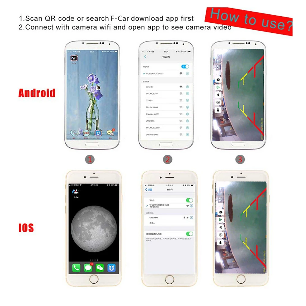 Автомобильная камера заднего вида с ночным видением Wi Fi HD для IOS|Камера авто| |