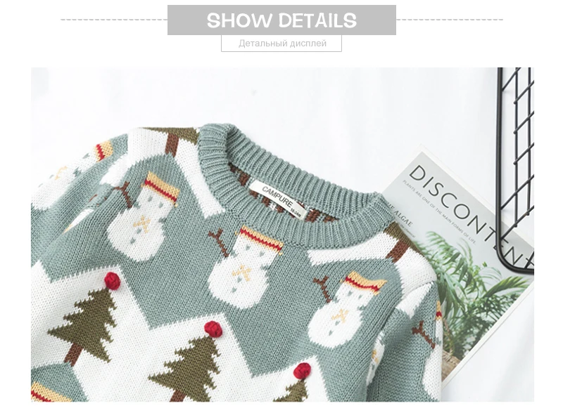 Family Matching Sweater Knitting Snowman Sweaters Christmas Tree Pullover Mom Daughter Son Warm Clothes Two Colors Outwear 2019_17.jpg_.webp