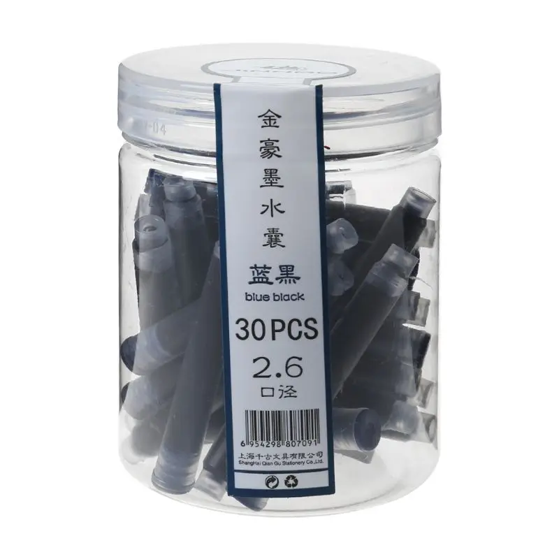 30 шт. Jinhao универсальная черная синяя авторучка чернила Sac картриджи 2,6 мм заправки школьные офисные канцелярские принадлежности X6HB - Цвет графита: BLBK