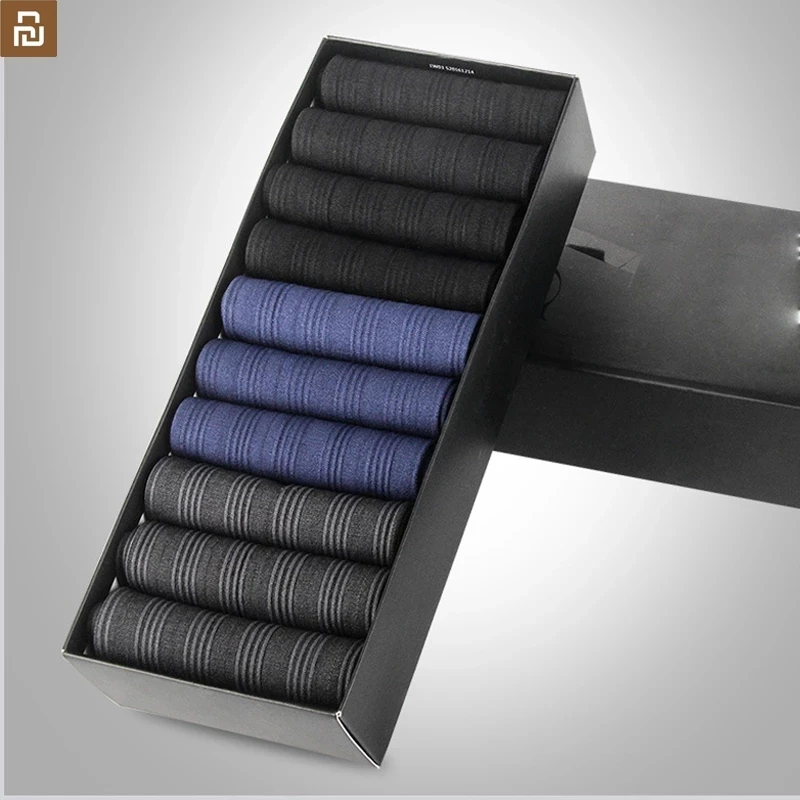xiaomi 10pairs/box socks men's summer ultra-thin business men's socks solid color Middle length stockings breathable