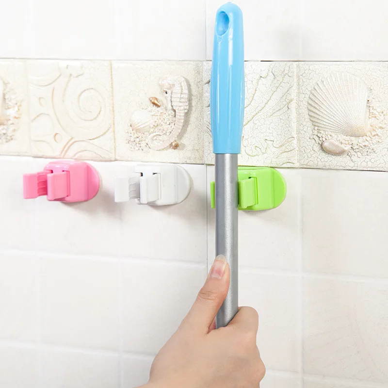 

1pc New Design Mop Holder Self Adhesive Mop Broom Bathroom Wall Hanger Storage Holder