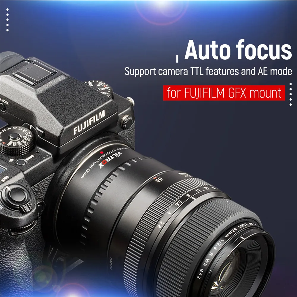 Viltrox DG-GFX 45 мм металлическое Крепление Автофокус AF Макро Удлинитель трубка кольцо для Fuji GFX 50S 50R GFX крепление камера среднего формата