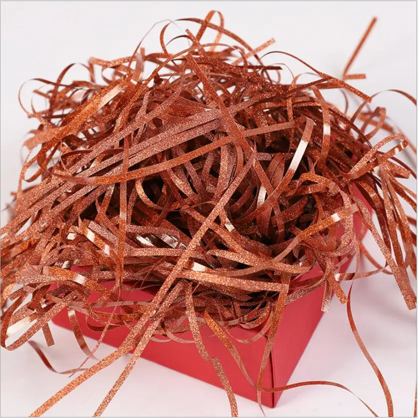 orangey red 100 г Блестящий цветной Raffia наполнитель бумаги Филлер для подарочной упаковки Свадебная коробка наполнение Конфетти День рождения подарок упаковка украшения DIY - Цвет: orangey red