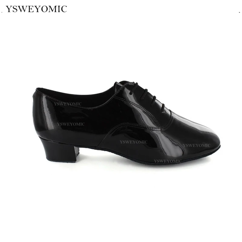 Dance Shoes Ballroom MEN Latin shoes Dancing Black Shiny Patent Leather High-end Modern Latin Dance Shoes For Man 1inch 1.5inch