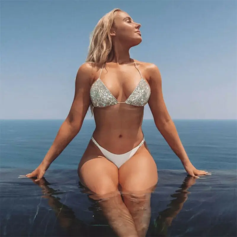 

2019 Sexy Women Swimwear Shiny Sequined Bandage Bikini Set Push-up Bathing Suit beach vacation MinimalistSwimsuit
