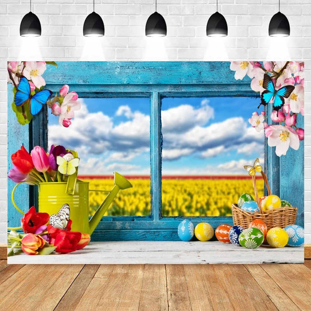 

Yeele Spring Easter Eggs Flower Window Baby Portrait Birthday Backdrop Vinyl Photography Background For Photo Studio Photocall