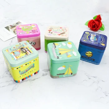 

Exquisite Cartoon Jewelry Boxes Biscuit / tea Miscellaneous Small Box Metal Boxes Container Children's Square Gift Box Candy Box
