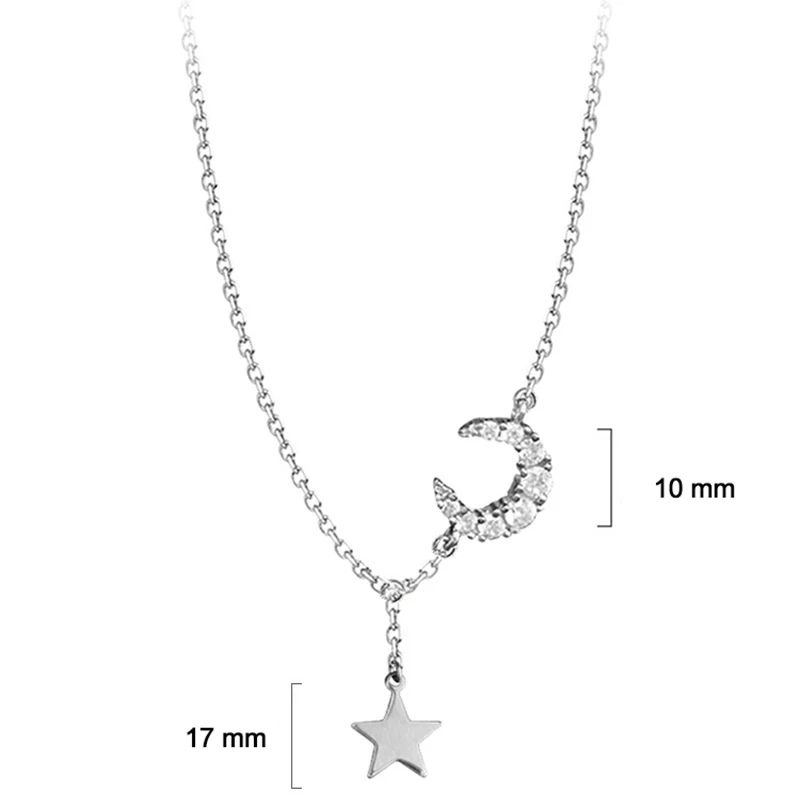 XIYANIKE 925 Sterling Silver Hot Fashion Moon Stars Tassel Pendant Necklace For Women Girls Wedding Party Charming Jewelry Gifts