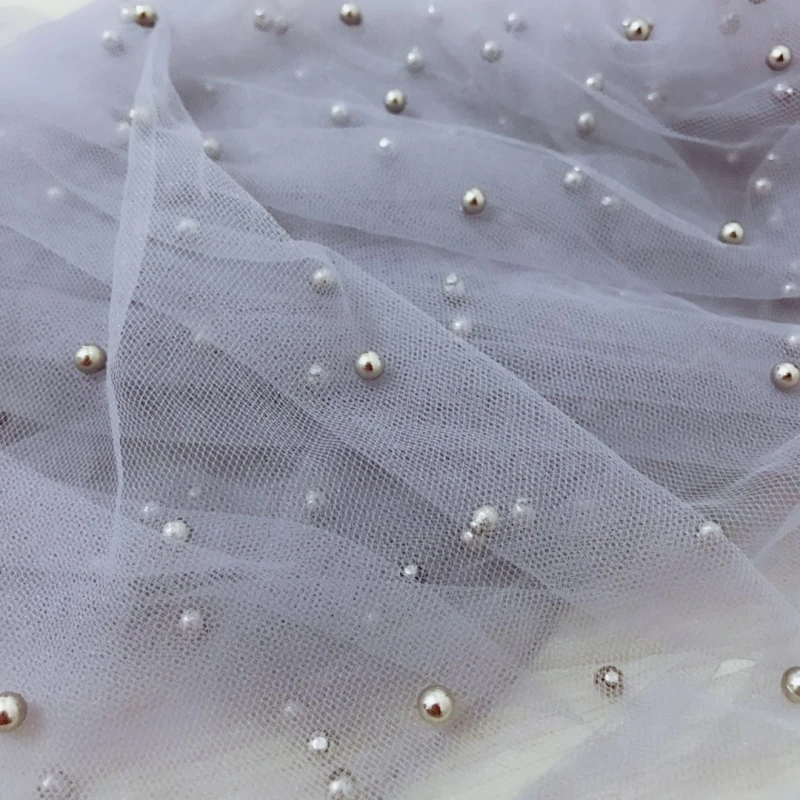 Тюлевая ткань с жемчужинами блестками сеткой для вечерние ринки сцены