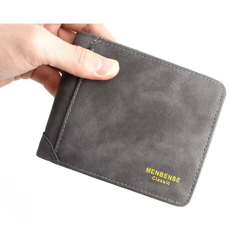 

Fashion Casual Men Wallet Soild Color Matte Leather Clutch Bag Short Coin Purse Multi-card Position Card Holder Trifold Billfold