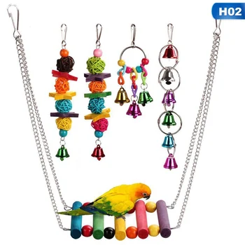 

3/5 Pieces/Parrot Chewing Toy/Bird Parrot Toy/Cotton Rope Climbing Stairs Swing/Green Bell String/Sepak Takraw String