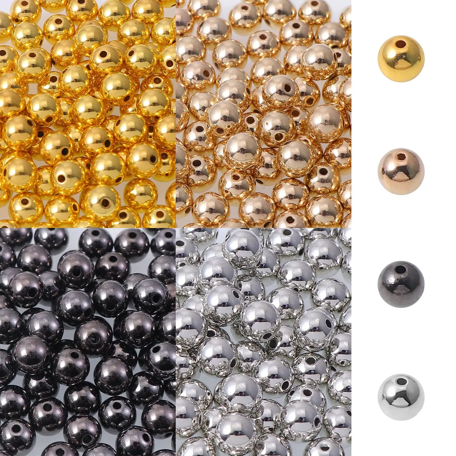 100PCS Silver/Gold Plated Round Spacer Loose Beads Jewelry Findings 3/4/6/8/10mm 