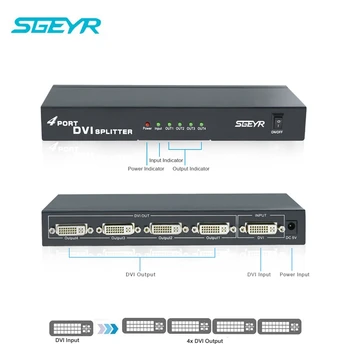 

DVI Splitter 1x4 DVI Distributor 1 in 4 out DVI Divisor Splitter 1 to 4 support 1920x1200 4K2K/30Hz/3D up 1080P with DC5V Power