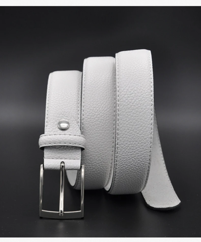 White Male Cloth Waist Belt Fashion Belt For Jeans Business Casual Dress Suit Stylish Pebble Grain White Belt Holes FreeShipping crocodile skin belt