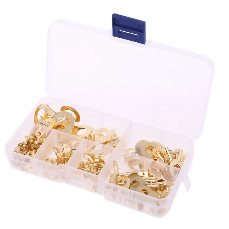 

Assorted 150pcs Brass Ring Cable Lug Ring Eyes Copper Crimp Cable Connector Wire