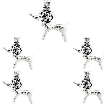 

5Pcs Openable Poodle Puppy Dog Copper Phase Box Necklace Locket Aromatherapy Essential Oil Pendant Pearl Cage Diffuser k110