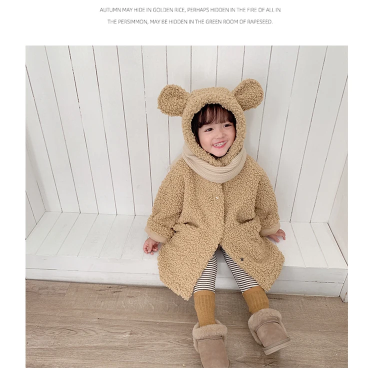 Winter new fashion baby girls hooded thicking warm Cotton padded coat Children Fur on Both Sides wear Outerwear