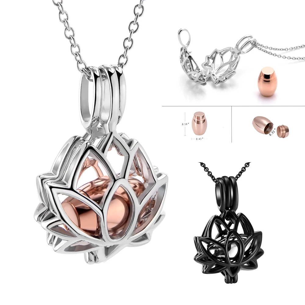 2021 New Design Gift Necklace Lotus Hold Mini Urn Stainless Steel Cremation Jewelry Pendant for Ashes | Украшения и аксессуары
