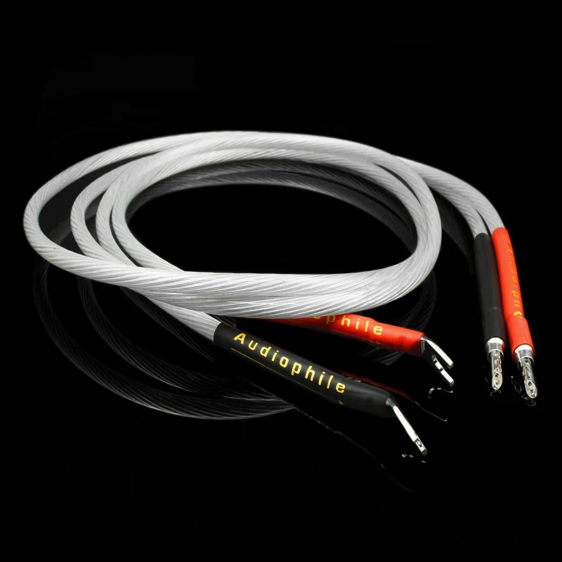 Ein Paar HiFi-versilbertes Lautsprecher kabel High-End 5n Occ Lautsprecher kabel für HiFi-Systeme y Stecker Bananen stecker Lautsprecher kabel – Detail 6