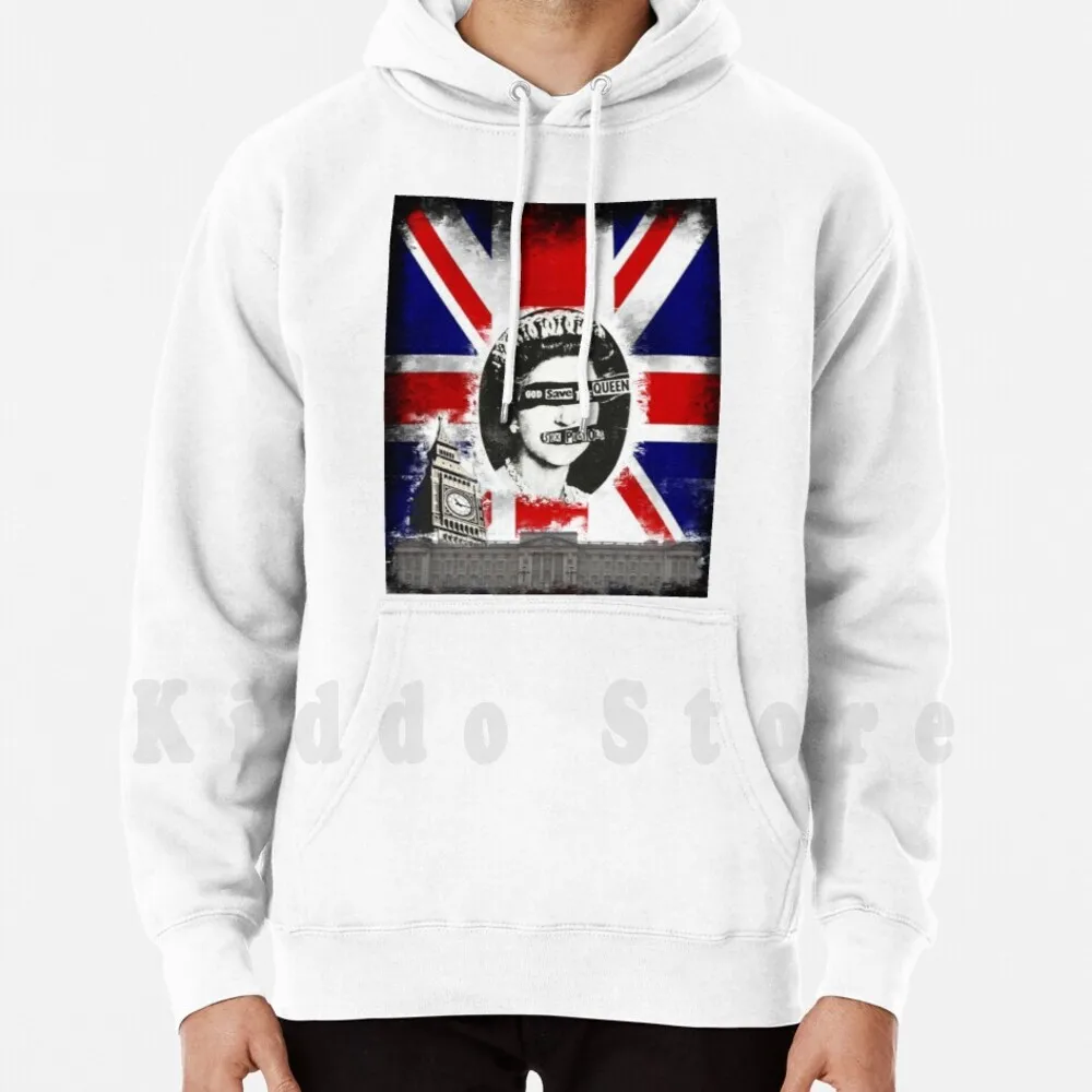 Stampa Inghilterra, Dio Salva La Regina Felpe Con Cappuccio Manica Lunga Inghilterra Dio Salva La Regina Pistole Sexy Regina Dio Inglese