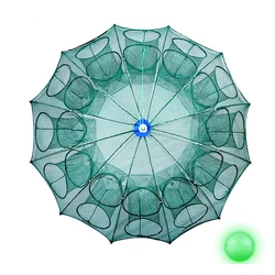 Powerful 4-28 Holes Automatic Fishing Net Shrimp Cage Mesh Nets Foldable Traps Crab Fish Trap Cast Net Cast Fishing Network Tool