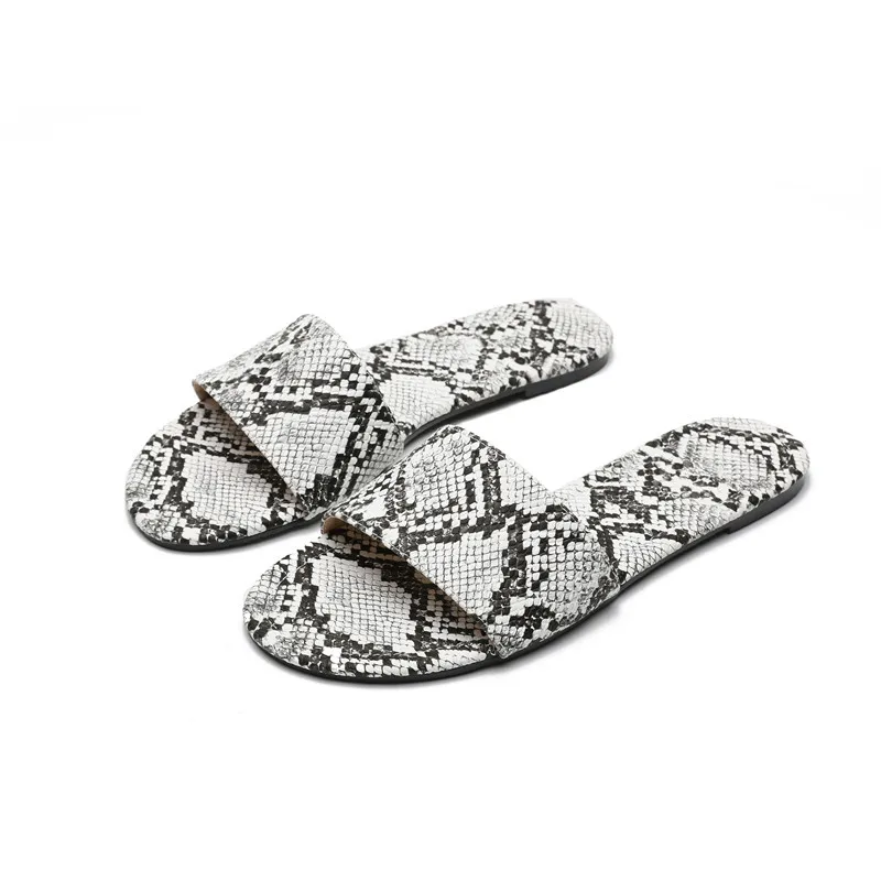 Summer New Style Casual Flat Slippers Lady Snakeskin Slipper Fashion Shoe for Woman Casual