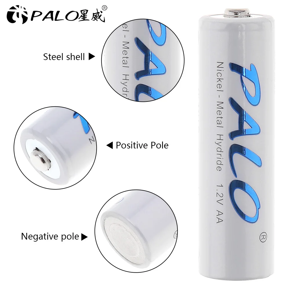 PALO 1.2V AA Rechargeable Batteries 3000mAh aa Ni-MH 100% Original High Capacity Current AA Battery Rechargeble For Camera Toys