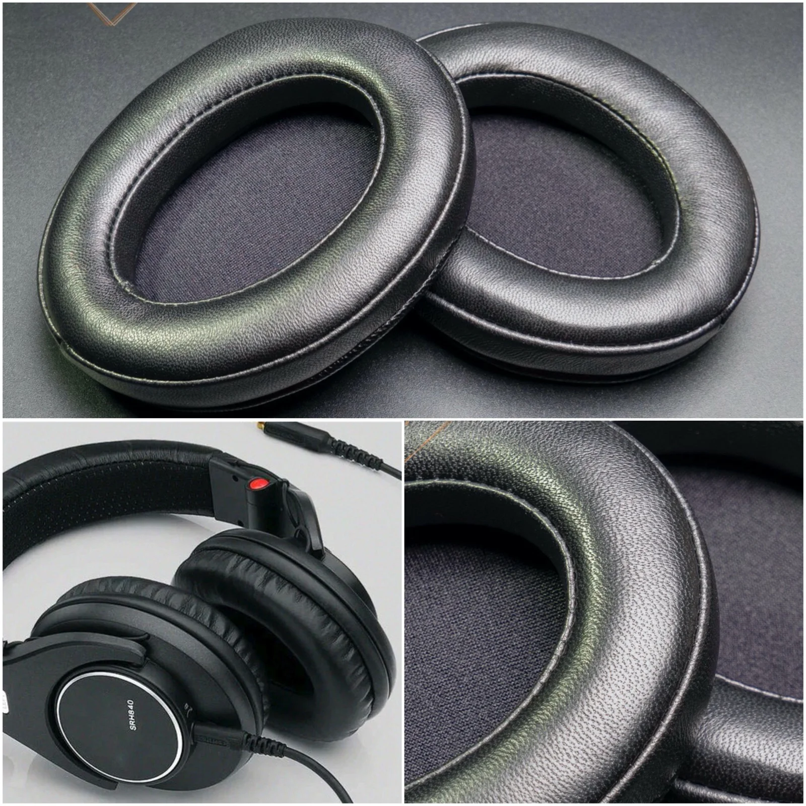 Almofadas de Orelha de Pele de Carneiro Almofada de Espuma para Shure Srh840 Srh440 Srh940 Srh1840 Hpaec840 Fone de Ouvido de Couro Real Pele de Cordeiro