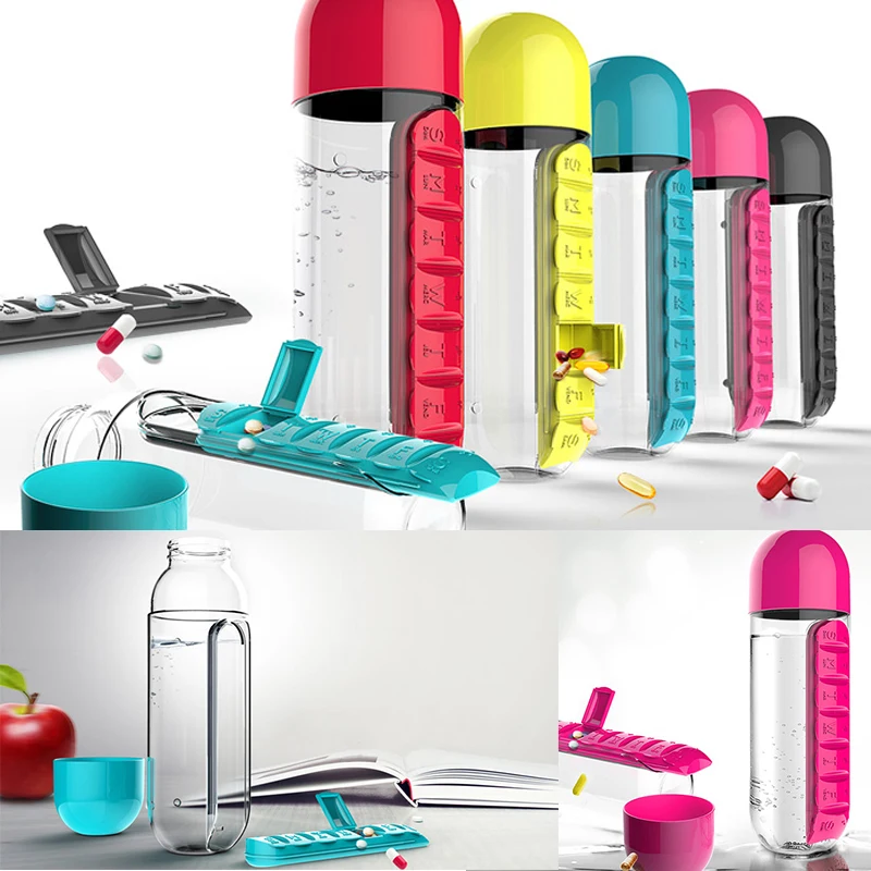 Travel pill organizer water bottle - pill box organizer | Diversi