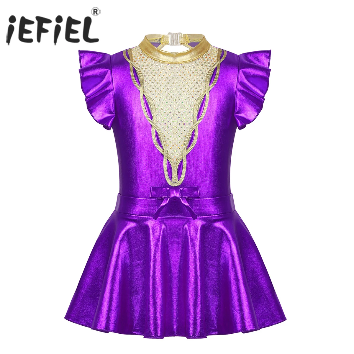 Kids Girls Halloween Showman Dance Fancy Ballroom Costume Flutter Sequins Ballerina Keyhole Back Gymnastics Leotard Dancewear |