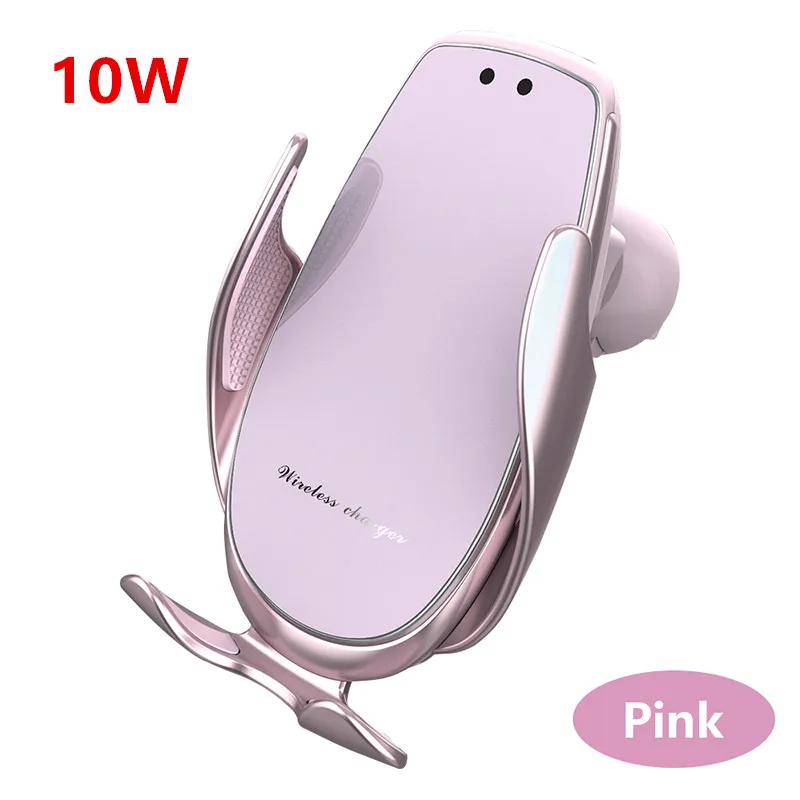 15 Вт 10 Вт Супер быстрая Беспроводная зарядная станция Инфракрасный датчик Автоматическая Зажимная Автомобильная Подставка для зарядки телефона держатель для Iphone samsung - Цвет: 10W Pink