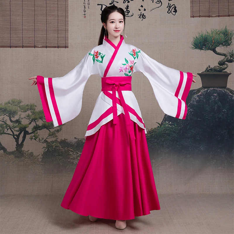 Китайский традиционный новогодний женский танцевальный костюм Hanfu Женский