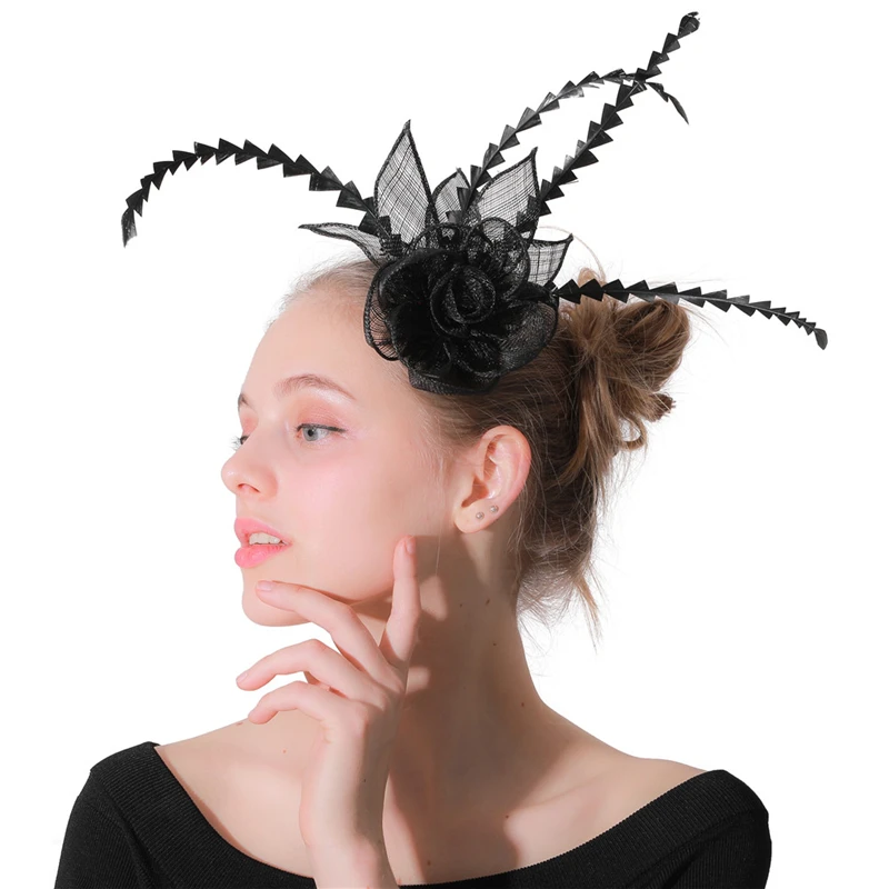 Красивые вечерние церковные millinery элегантный головной убор Sinamay шляпа свадебный головной убор заколки для волос аксессуары женские головные повязки